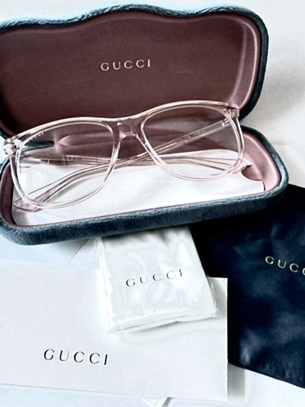 Gucci Transparent Pink Sunglasses Frame (GG0263S)